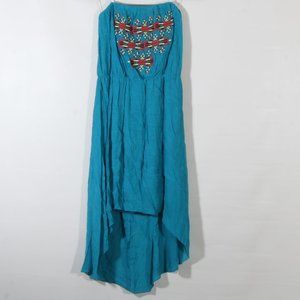 Ruby Rox Teal Strapless Asymmetrical Boho Maxi Dress Junior's Size Small